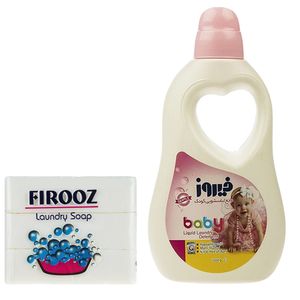 مایع لباسشویی فیروز مدل a10 وزن 1000 گرم به همراه صابون لباسشویی بسته 4 عددی